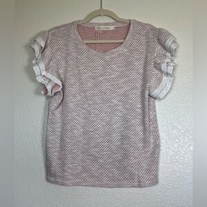 Dusty rose and white striped top, size medium